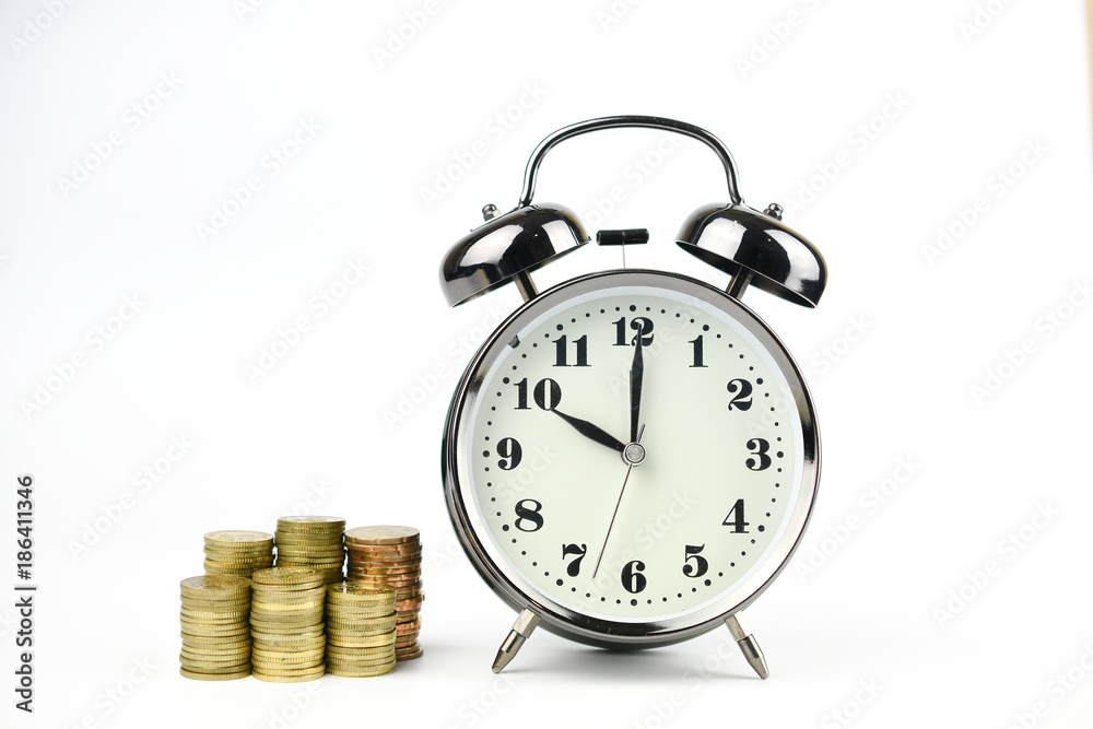 Alarm clock with stacking coins Alarm clock with stacking coins