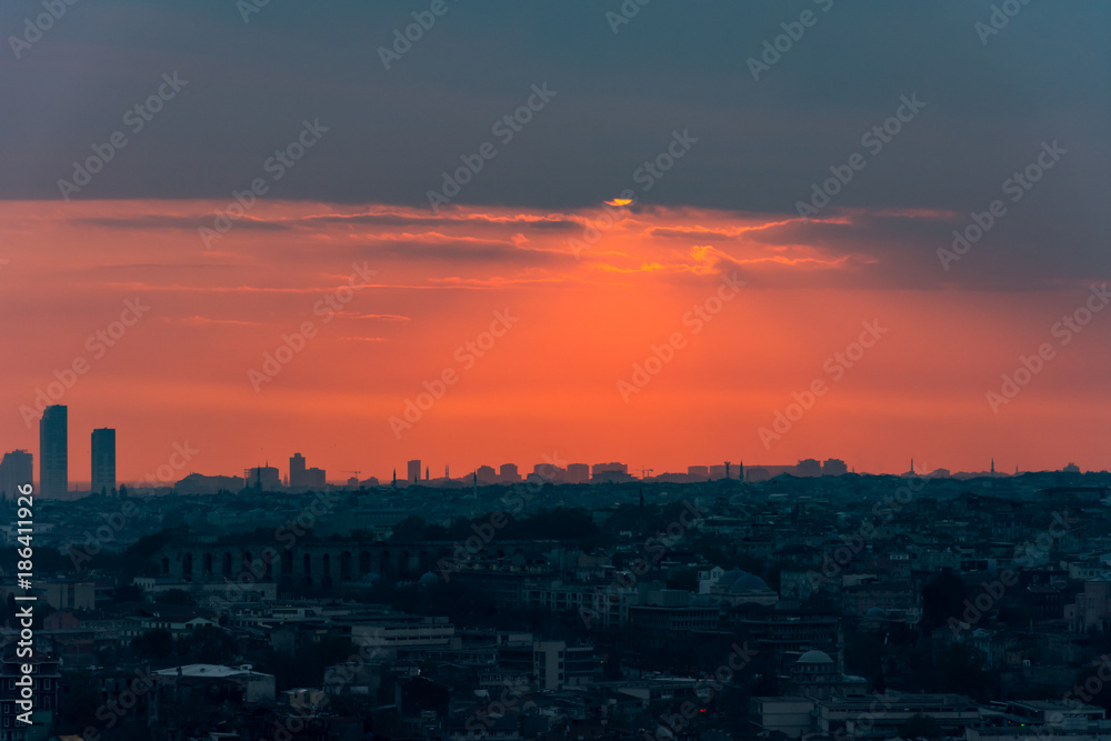 Istanbul cityscape at sunset