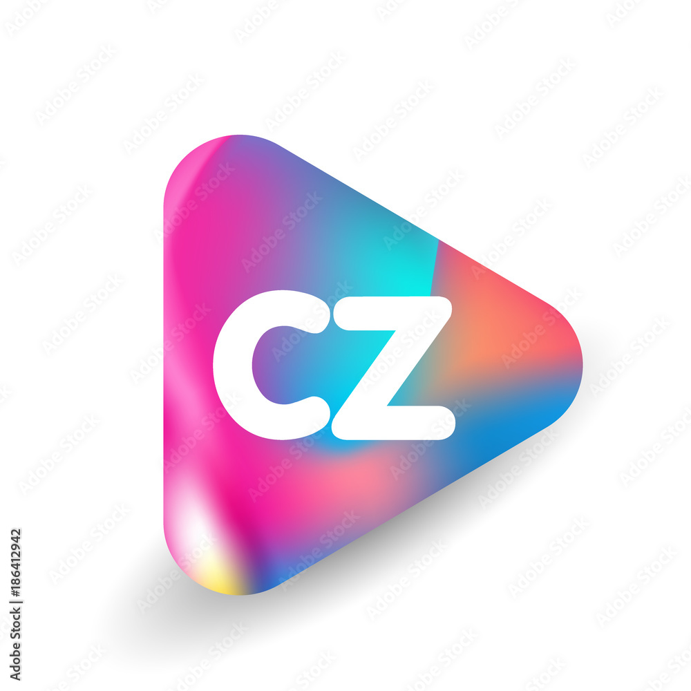 Letter CZ logo in triangle shape and colorful background, letter combination logo design for business and company identity. - obrazy, fototapety, plakaty 