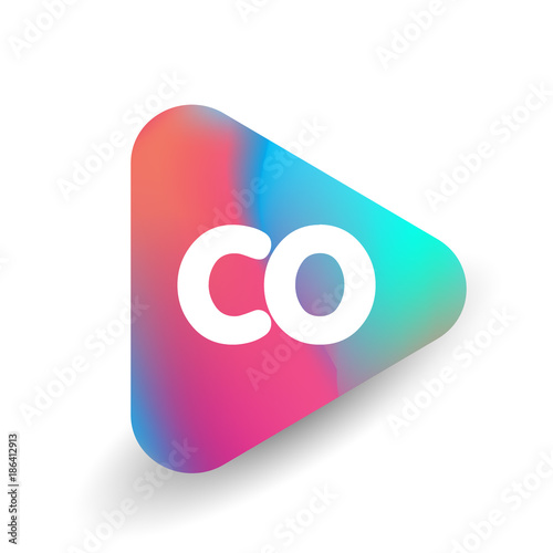 Letter CO logo in triangle shape and colorful background, letter combination logo design for business and company identity.