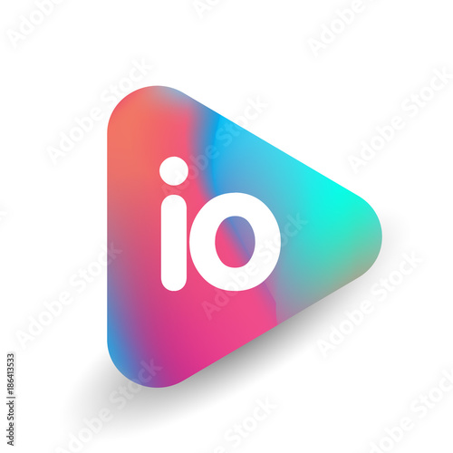 Letter IO logo in triangle shape and colorful background, letter combination logo design for business and company identity.