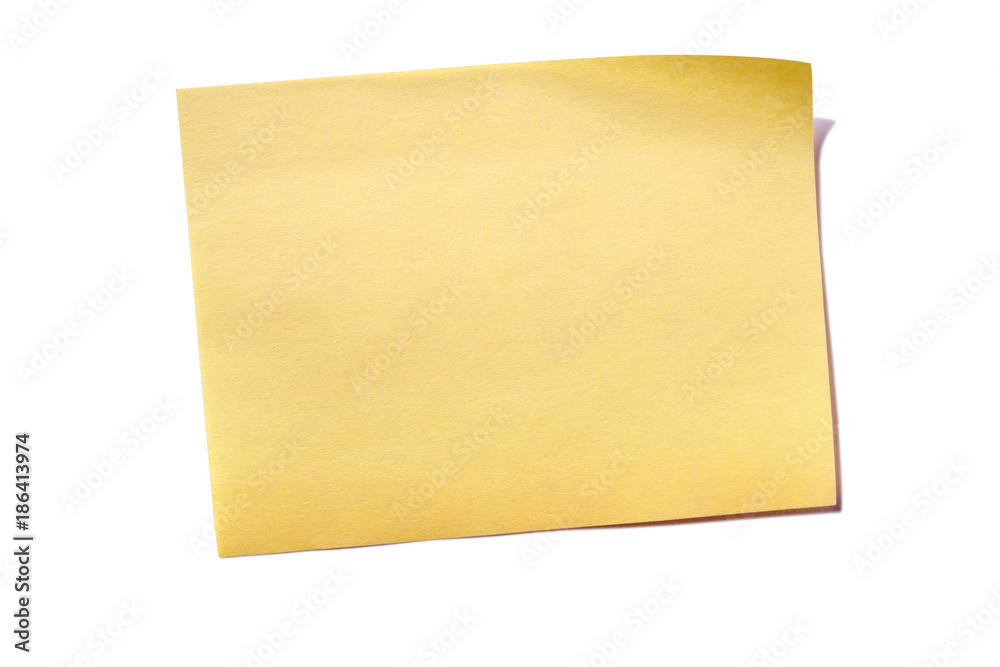 Yellow oblong sticky post it note one single isolated on white background photo Yellow oblong sticky post it note one single isolated on white background photo