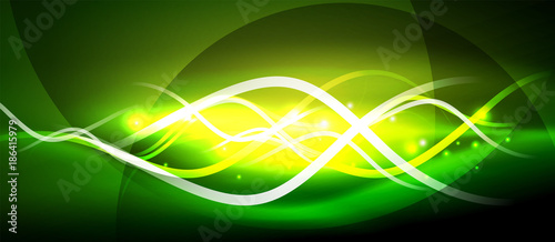 Bright neon lines wave
