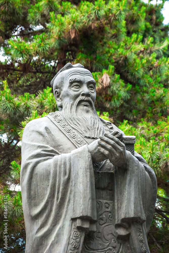 Statue of Confucius, located in Harbin Confucian Temple, Heilongjiang, China.