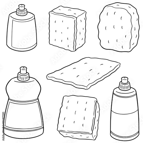 vector set of dish washing equipment