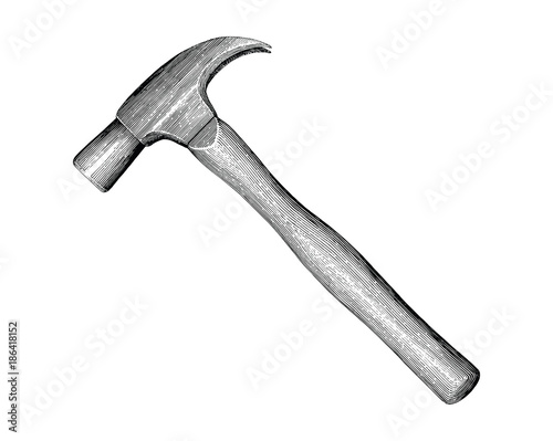 Hammer hand drawing vintage style isolate on white background