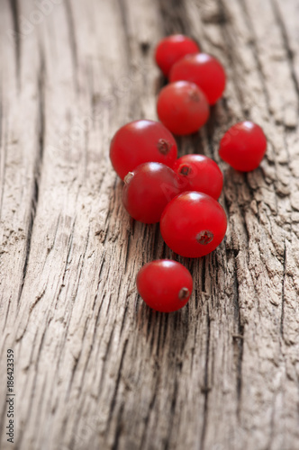 Cranberries close-up on old wood