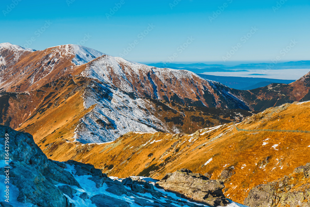 Fototapeta premium autumn mountain landscape, Red Peaks in Tatra Mountains