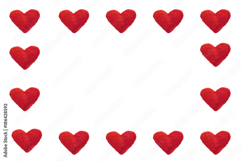 paper hearts in square pattern