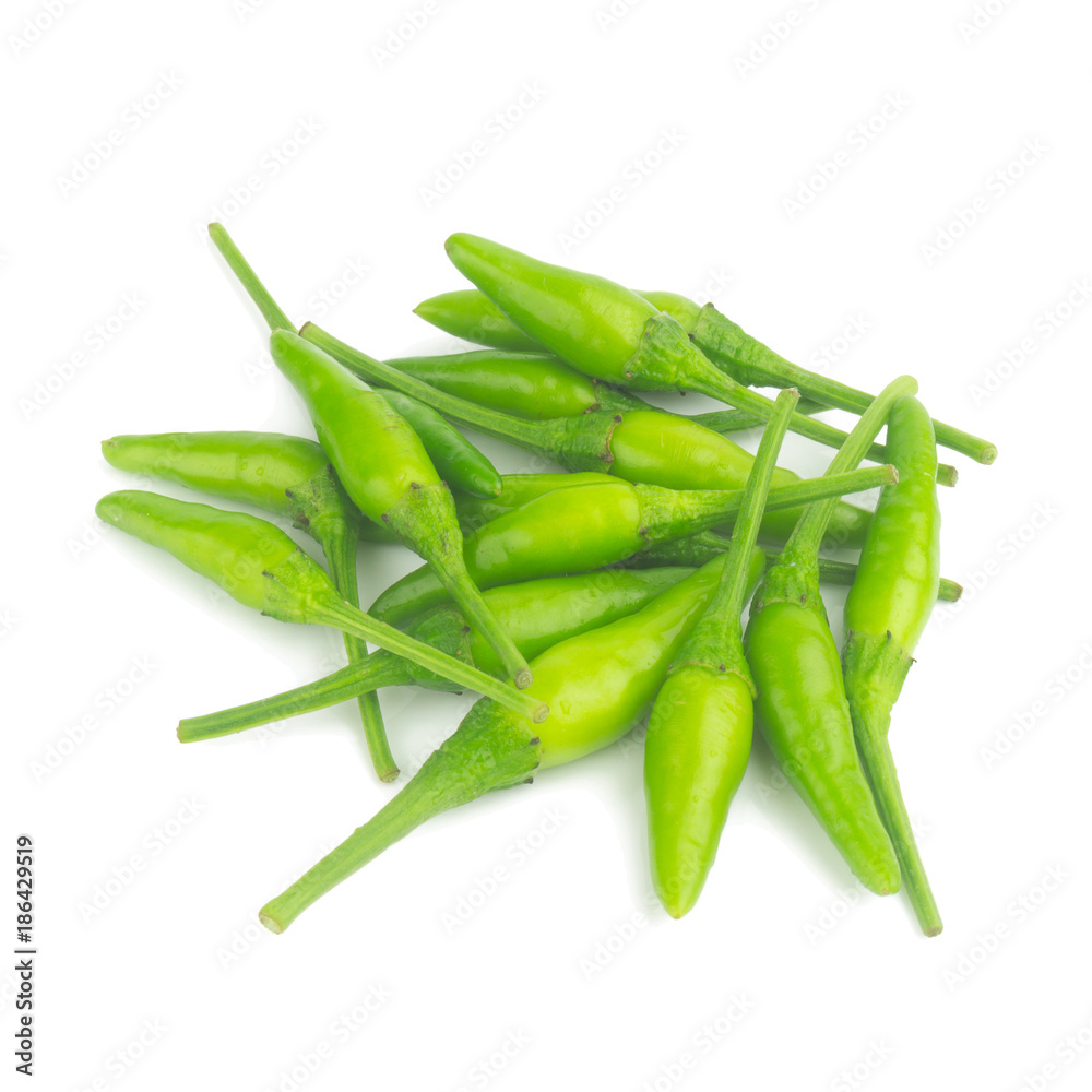 Thai pepper green isolated on white background Thai pepper green isolated on white background