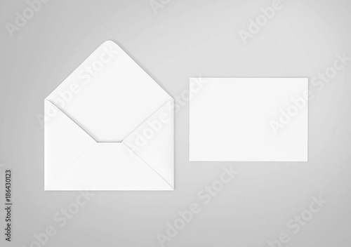 White blank envelope mockup and blank letterhead presentation template. Full Isolated.