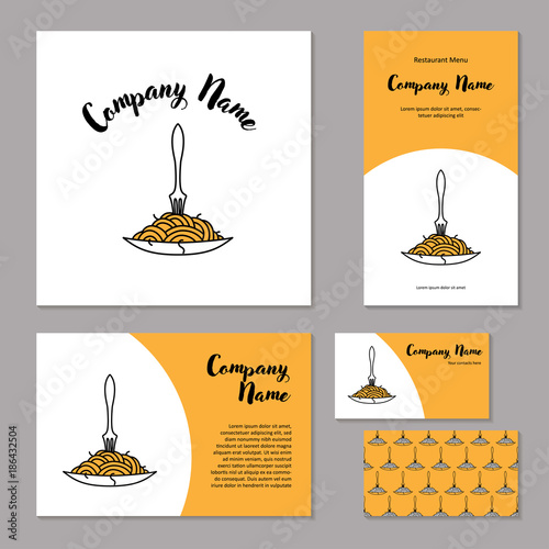 Corporate branding Fork in plate with spaghetti