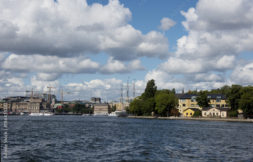 Landmarks at the waterfront of Stockholm