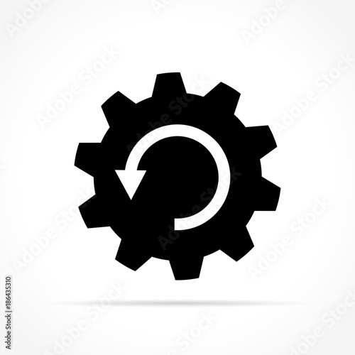 arrrow in gear icon on white background