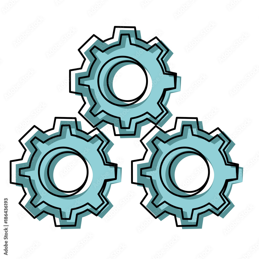 Gears machinery pieces cartoon