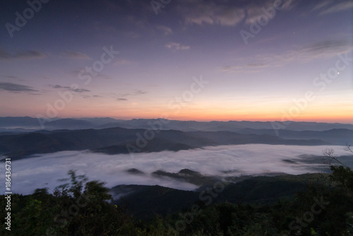 fog and cloud mountain valley landscape © NIPATHORN
