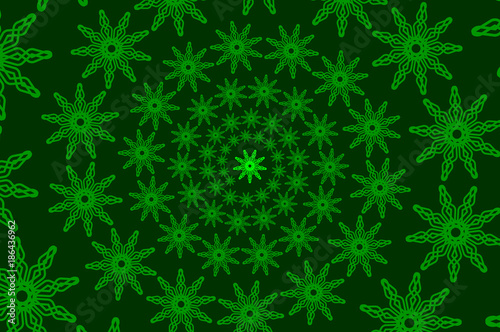 Abstract vector pattern - green - snowflake, flower, star, sun
