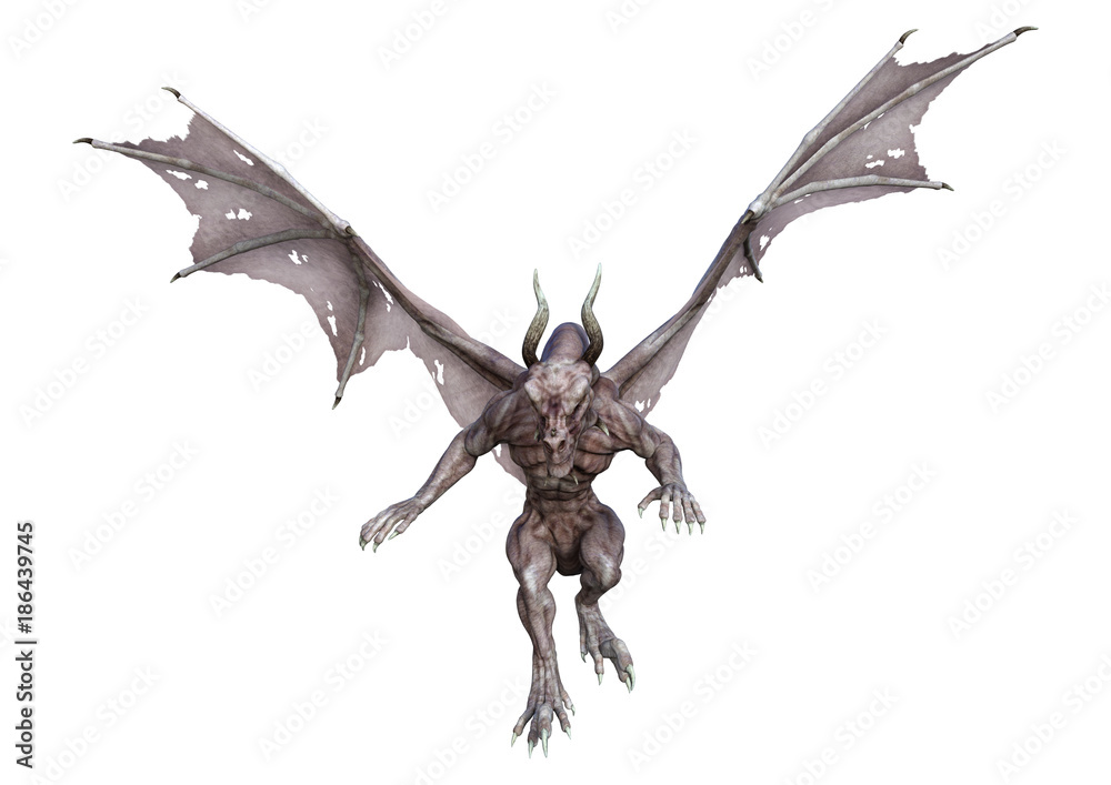 Fototapeta premium 3D Rendering Fantasy Vampire Dragon on White