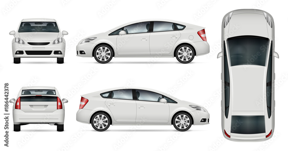 White car vector mock-up for advertising, corporate identity. Isolated