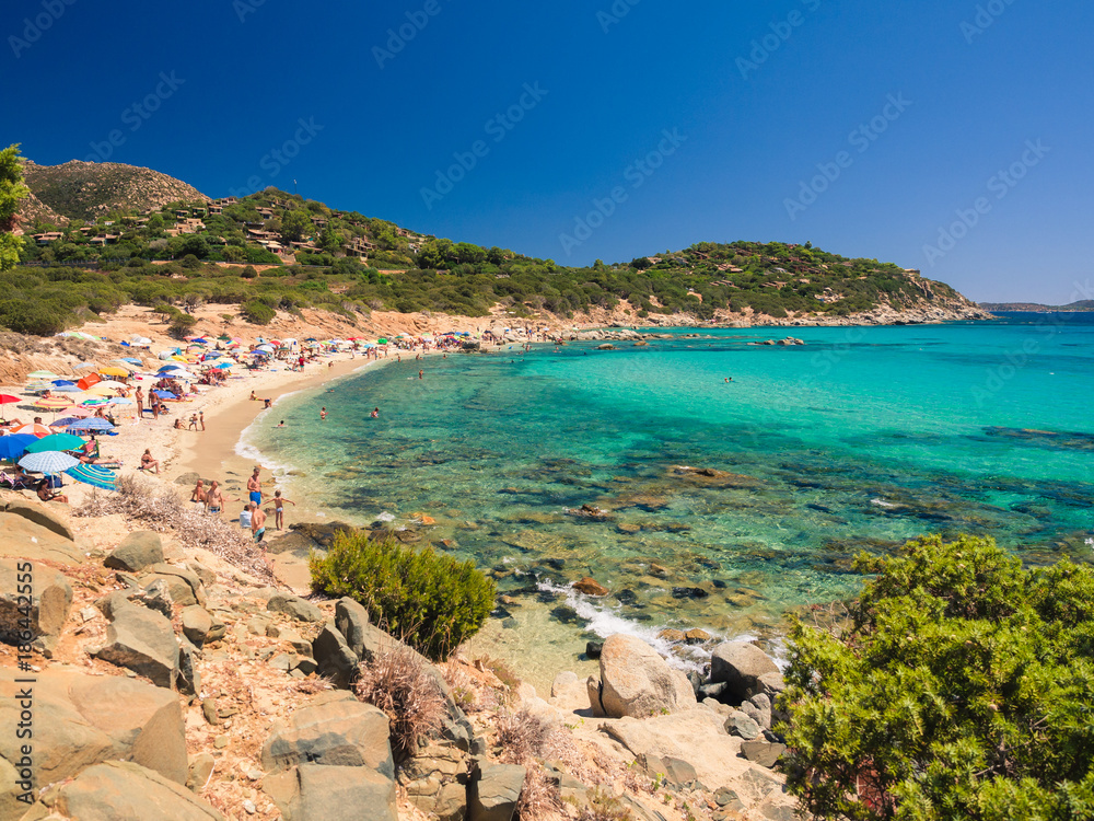 Transparent and turquoise sea in Villasimius. Sardinia, Italy.