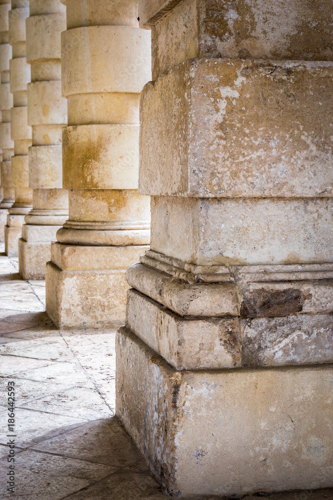 Stone columns of an ancient Roman villa.