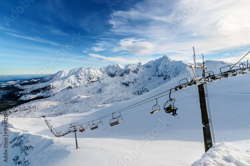 Ski lift in Kasprowy Wierch in Tatra mountains © velishchuk