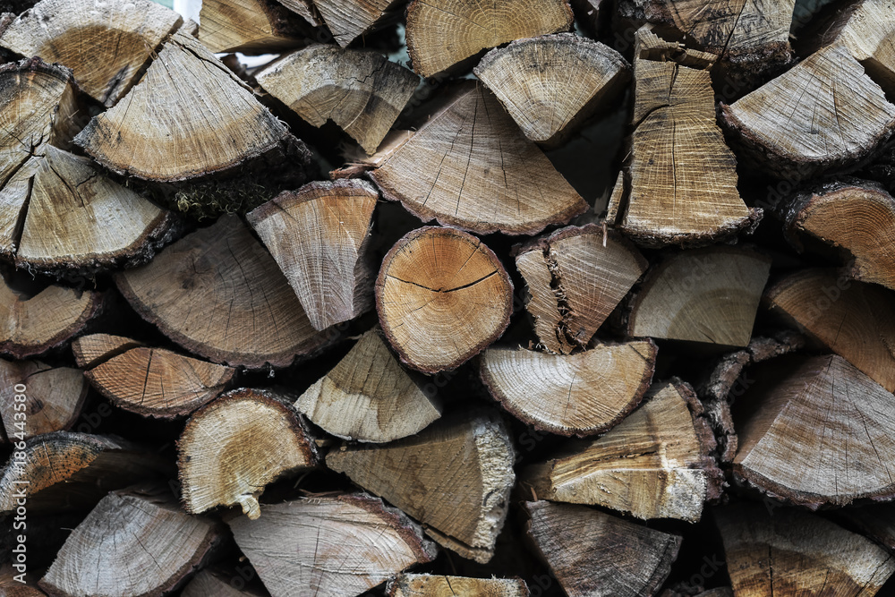 Close up of stacked firewood