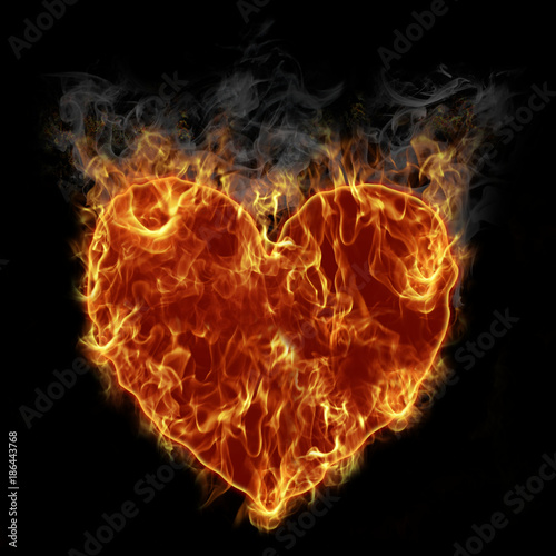 Hot burning smoking symbol of heart