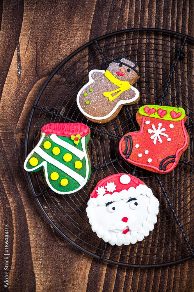 Christmas handmade decorated gingerbreads
