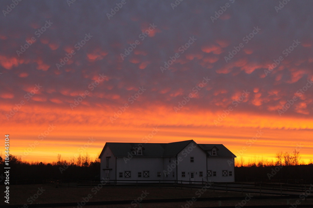 Sunset by barn Sunset by barn