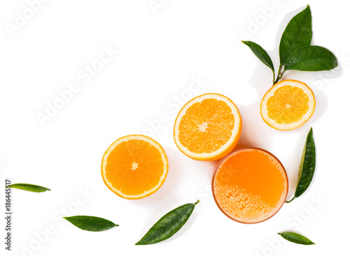  Orange fruits and juice.