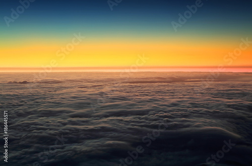 Sunrise over the Atlantic Ocean, seen from Pico volcano (2351m), Pico Island, Azores, Portugal
