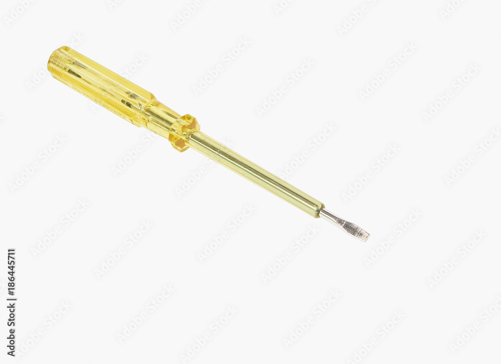 Yellow screwdriver isolated on white with clipping path Yellow screwdriver isolated on white with clipping path