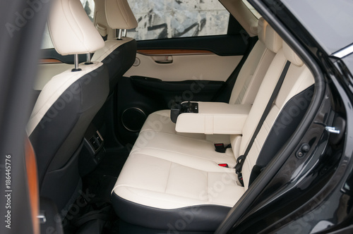 Rear leather seats in luxury car