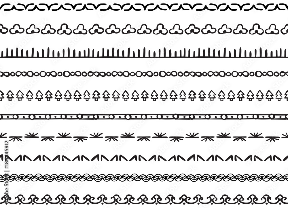 Illustrated seamless borders Illustrated seamless borders