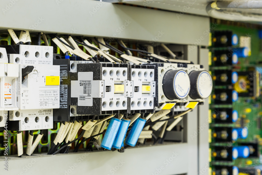 Electrical control devices in control cubicle Stock Photo Adobe Stock