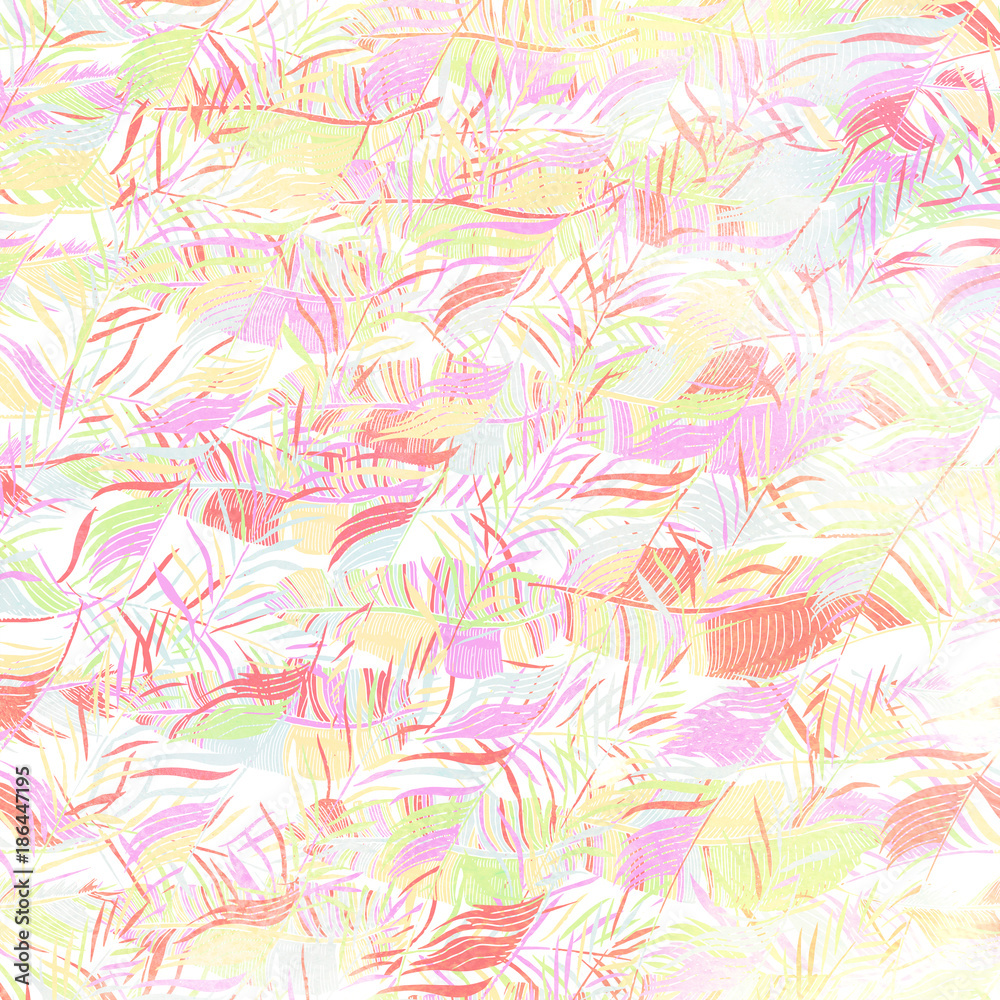 Fototapeta premium Watercolor textured seamless pattern. Tropical background. Hand painted illustration.