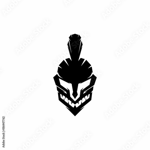 wild warrior head logo design vector illustration