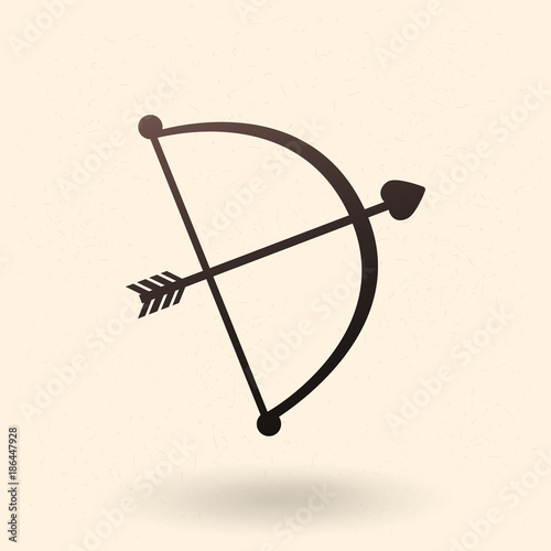 Vector Black Cupid Bow with Love Arrow Icon