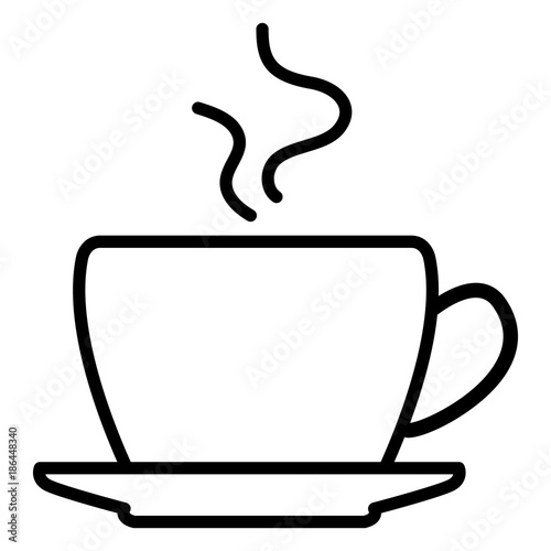 Vector Single Icon of Coffee Cup with Saucer