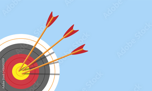 Target with arrow, Goal achieve concept. illustration isolated on blue background