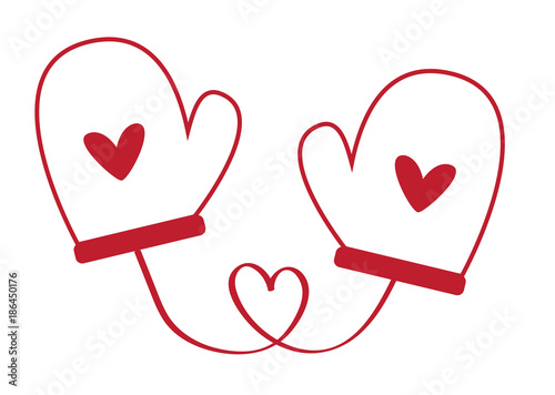 Heart Valentines Day Mittens