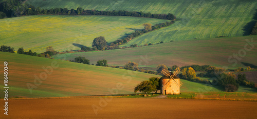 Old windmill, Moravian fields, Moravia, Czech Republic, around the village Kyjov 
