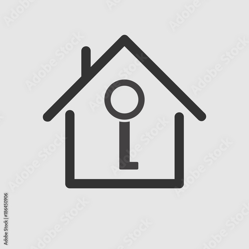 house and key selling and renting, home search, home with key logo template photo
