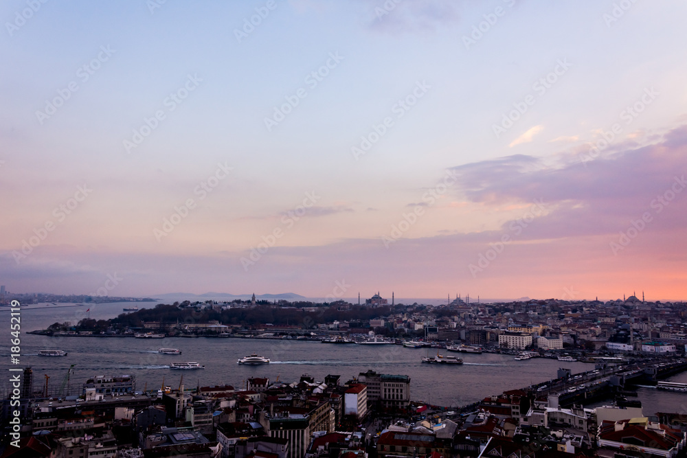 istanbul cityscape at the evening time