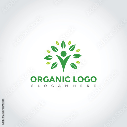 Organic Leaf and People Logo Design. Vector Illustrator Eps. 10