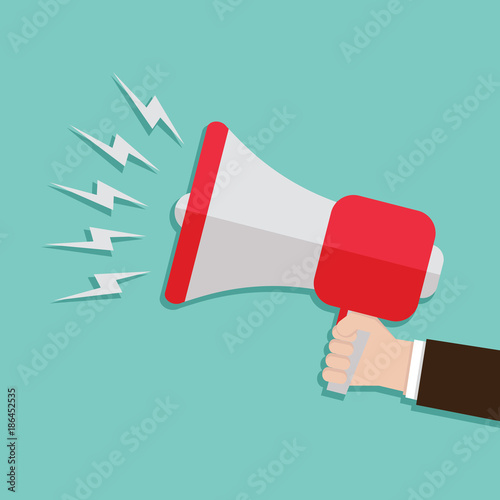 Hand held megaphone vector illustration