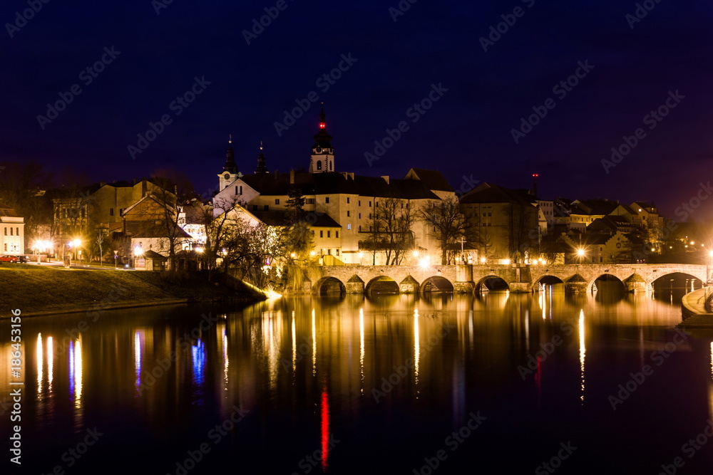 Medieval Town Pisek at the Night, Czech Republic