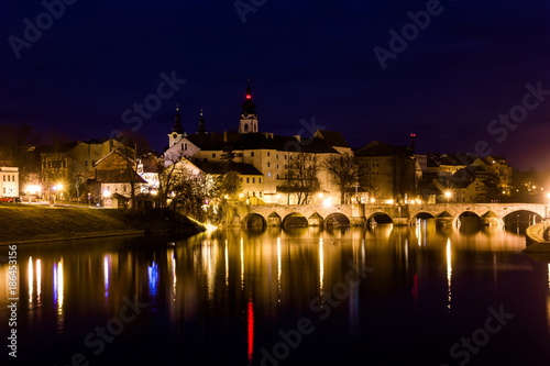 Medieval Town Pisek at the Night  Czech Republic