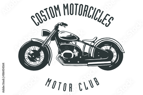 Vintage Motor Club Sign and Label on white background. Emblem of bikers and riders.	